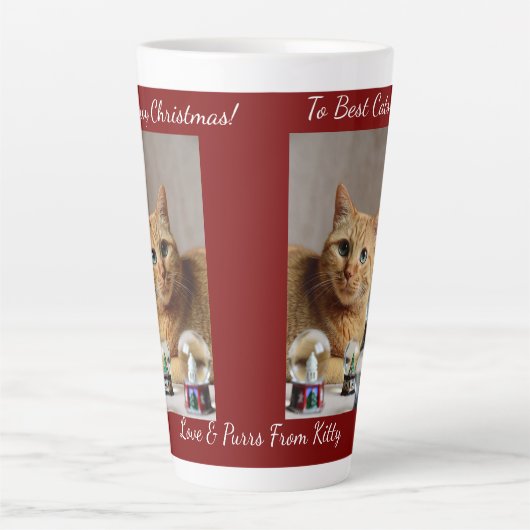 Tasse Latte Cat Snow Globe, Image Names Text, Customize,  (Devant)