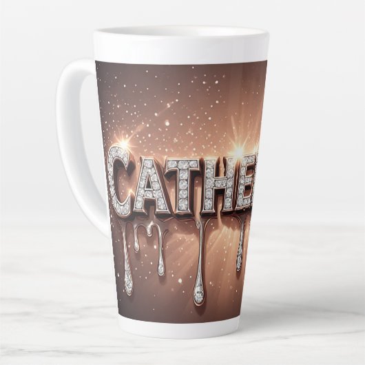 Tasse Latte Catherine Nom en Or Liquide (Angle gauche)