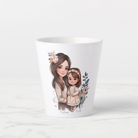 Tasse Latte Caution adorable mère et fille (3) (Devant)