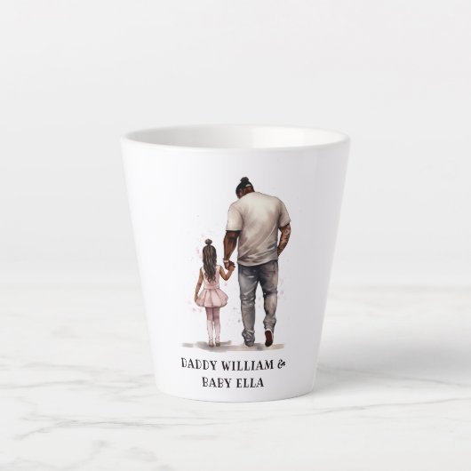 Tasse Latte Caution père et fille noire (6) (Devant)