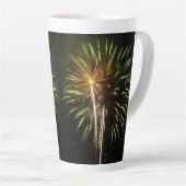 Tasse Latte Célébration de vacances de feux d'artifice verts e (Angle droit)