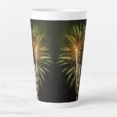 Tasse Latte Célébration de vacances de feux d'artifice verts e (Devant)