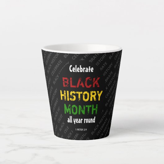 Tasse Latte CÉLÉBRER L'HISTOIRE NOIRE Motivation (Devant)