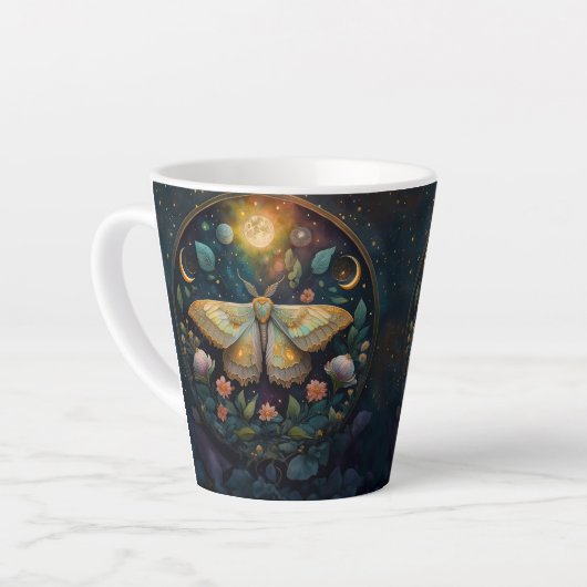 Tasse Latte Celestial Moth and Moon Phases – Enchanted Night (Angle gauche)