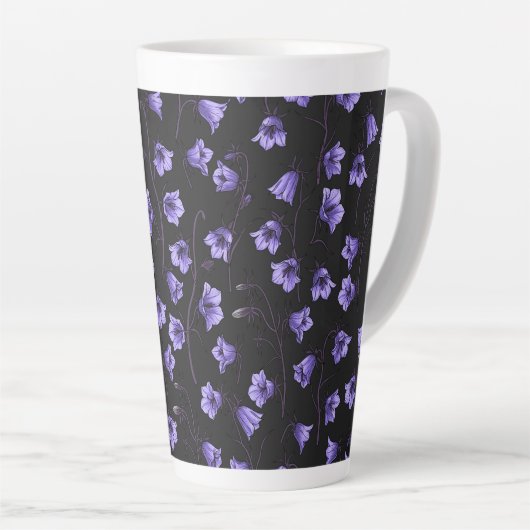 Tasse Latte Cellules bleues de minuit, cloches, Bellflowers (Angle droit)