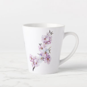 Tasse Latte Céramique Fleurs de Cerisier Roses