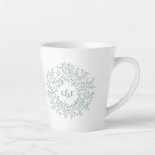 Tasse Latte Cercle vert feuille mariage cadeau monogramme (Droite)
