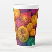 Tasse Latte Cercles concentriques multicolores texture abstrai (Devant)