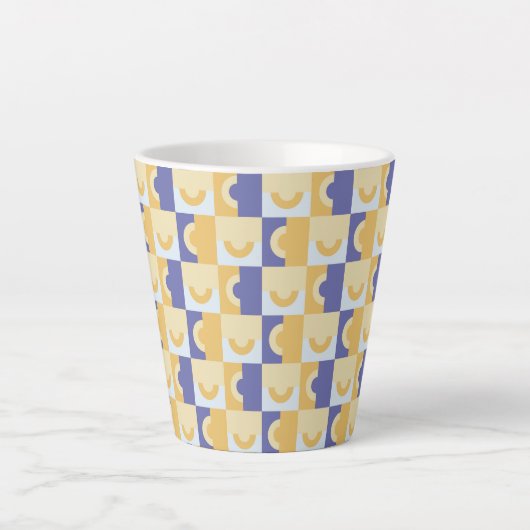 Tasse Latte Cercles en violet et jaune (Devant)