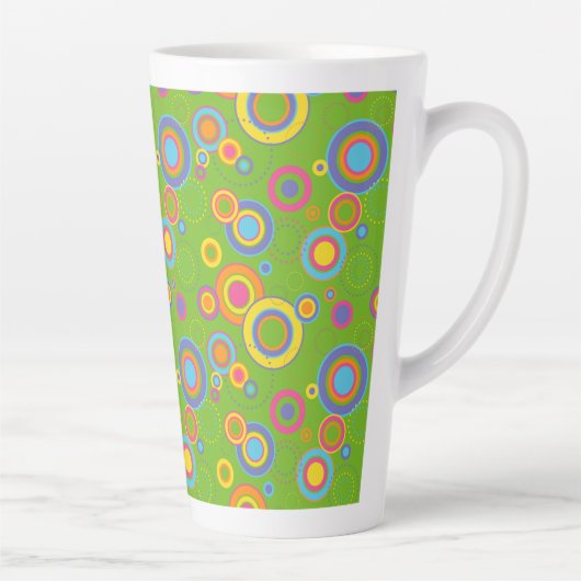 Tasse Latte Cercles mods rétro sur vert (Droite)