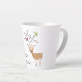 Tasse Latte Cerf de Noël aux oiseaux (Angle droit)