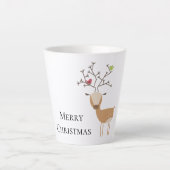 Tasse Latte Cerf de Noël aux oiseaux (Devant)