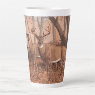 Tasse Latte Cerf De Virginie Dans La Forêt Style Rétro Nature