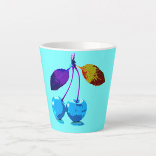 Tasse Latte Cerises bleues vives