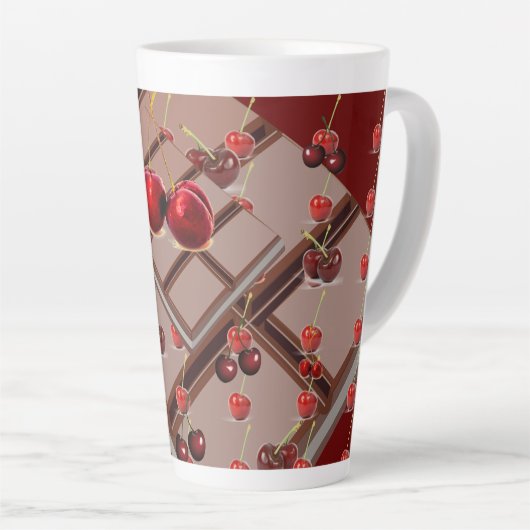 Tasse Latte Cerises rouges au chocolat (Angle droit)