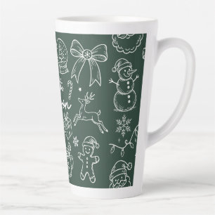 Tasse Latte C'est la saison - Doodle de Noël