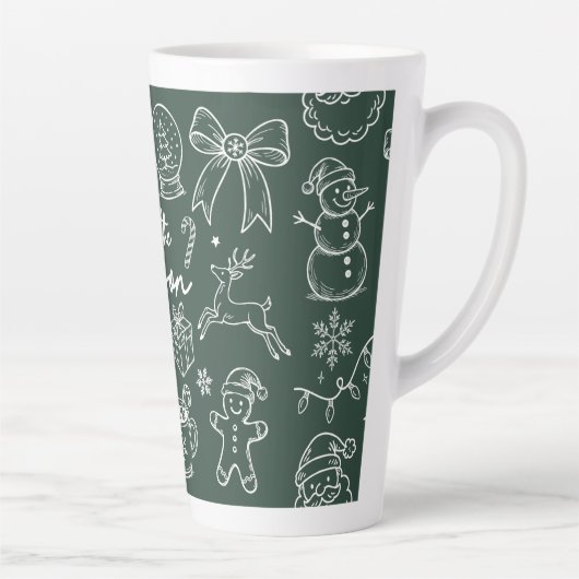 Tasse Latte C'est la saison - Doodle de Noël (Droite)