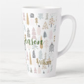 Tasse Latte C'est la saison | Nom subtil, Arbres d'hiver 17oz (Droite)