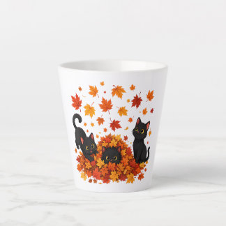 Tasse Latte c'est l'automne les amis chat arbre feuille d'auto