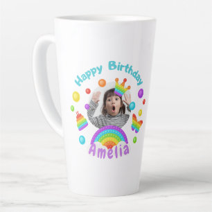 Tasse Latte C'est Pop It Joyeux Anniversaire Nom/ Photo Person