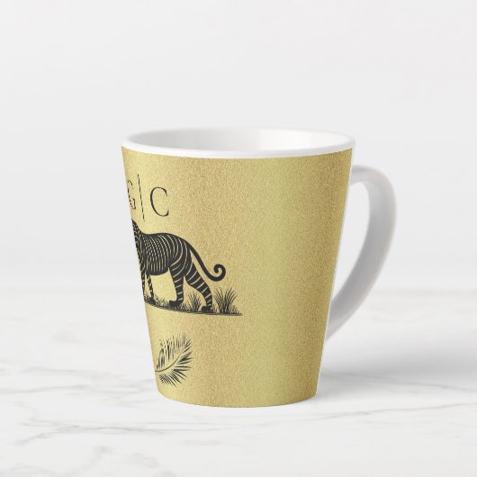 Tasse Latte Cet élégant Monogramme Motif Gold Black (Angle droit)