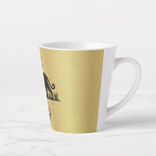 Tasse Latte Cet élégant Monogramme Motif Gold Black (Droite)