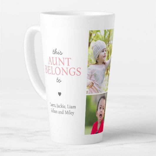 Tasse Latte Cette Tante Appartient À Citer Collage Photo Perso (Angle gauche)