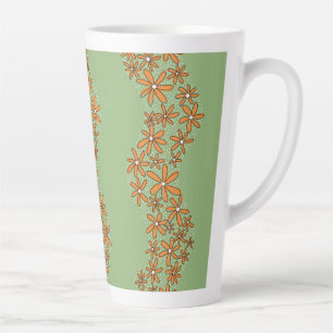Tasse Latte Chaîne de marguerite Fleur laide rayures orange su