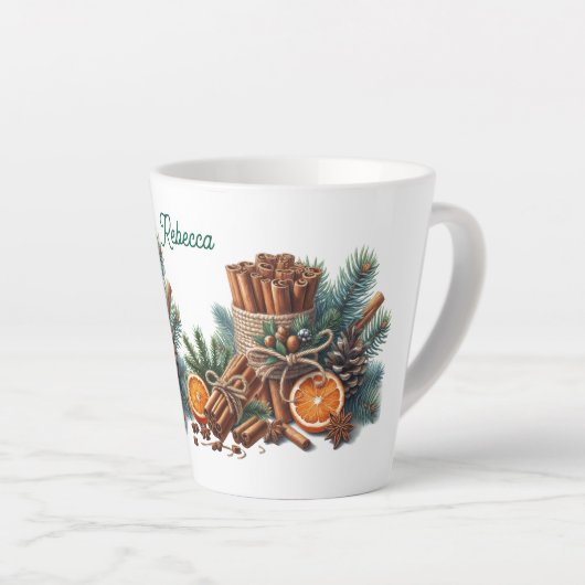 Tasse Latte Chaleur dans chaque Sip Nom personnalisé (Angle droit)