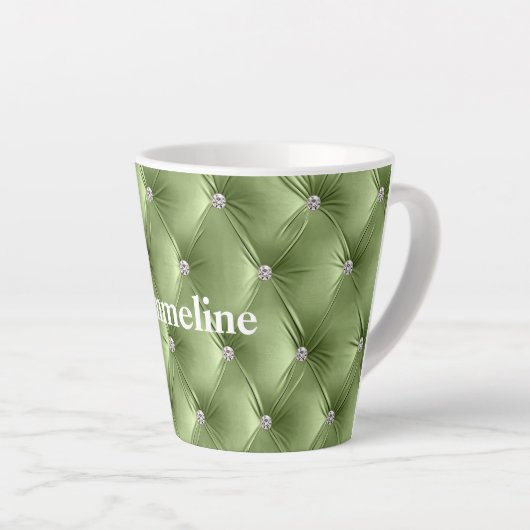 Tasse Latte Chaleureux Sage Vert Faux Velvet (Angle droit)