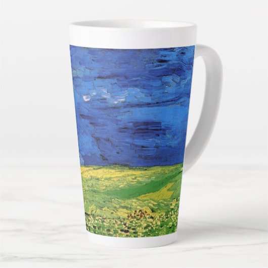 Tasse Latte Champ de blé sous ciel nuageux par Vincent van Gog (Angle droit)