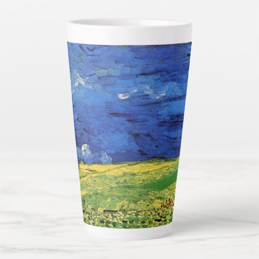 Tasse Latte Champ de blé sous ciel nuageux par Vincent van Gog (Devant)