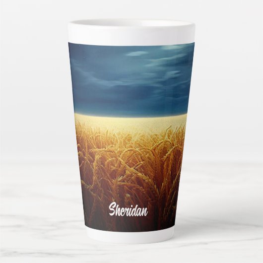 Tasse Latte Champ de blé sous la lumière de la lune (Devant)