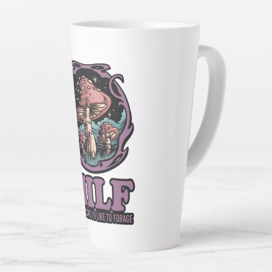 Tasse Latte Champignons Milfs J'Aimerais Fourrer, Champignons  (Angle droit)