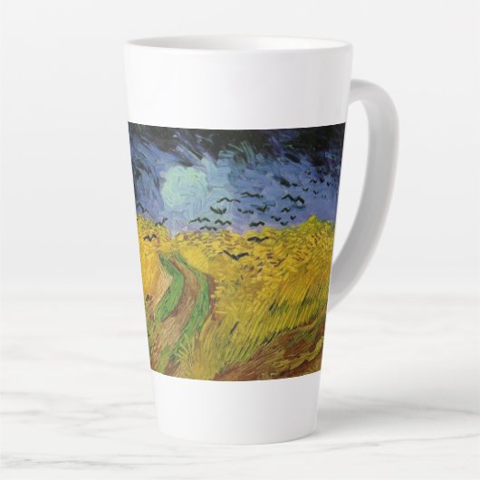 Tasse Latte Champs de blé avec corbeaux par Van Gogh (Angle droit)