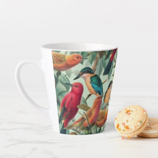 Tasse Latte Chansons colorées & Motif Feuille vert (En situation)