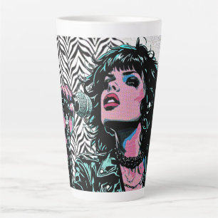 Tasse Latte Chanteur Pop Art Amateurs de Musique Musiciens Ros