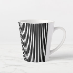 Tasse Latte Charbon, rayures noires et blanches
