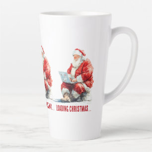 Tasse Latte Chargement Noël amusant Père Noël Design