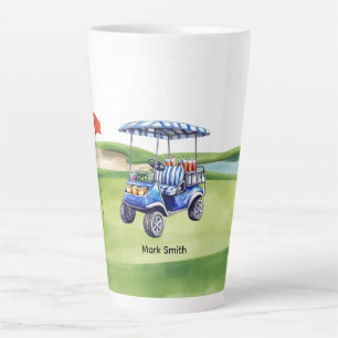 Tasse Latte Chariot de golf sur le green de golf
