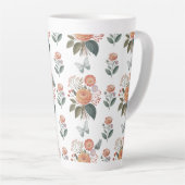 Tasse Latte Charme à fleurs avec ailes de papillon (Angle droit)