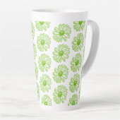Tasse Latte Chartreuse Green Daisy Print, Hippie Flower Print (Angle droit)