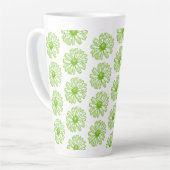 Tasse Latte Chartreuse Green Daisy Print, Hippie Flower Print (Angle gauche)