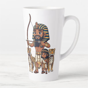 Tasse Latte Chasse en Égypte antique avec des léopards