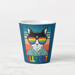 Tasse Latte Chat allié LGBT drapeau de fierté arc-en-ciel Chat