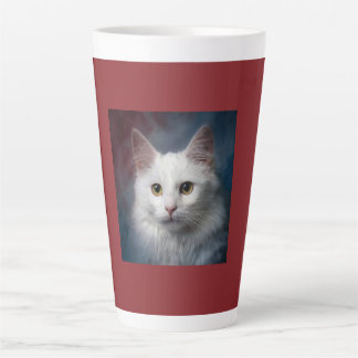 Tasse Latte Chat angora turc blanc rouge bleu