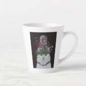 Tasse Latte Chat blanc avec cloche papillon (Droite)