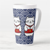 Tasse Latte Chat chanceux japonais ou Maneki-Neko (Angle droit)