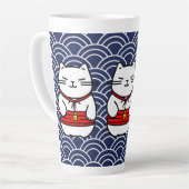 Tasse Latte Chat chanceux japonais ou Maneki-Neko (Angle gauche)