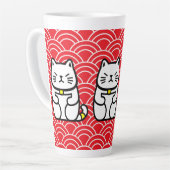 Tasse Latte Chat chanceux japonais ou Maneki-Neko (Angle gauche)